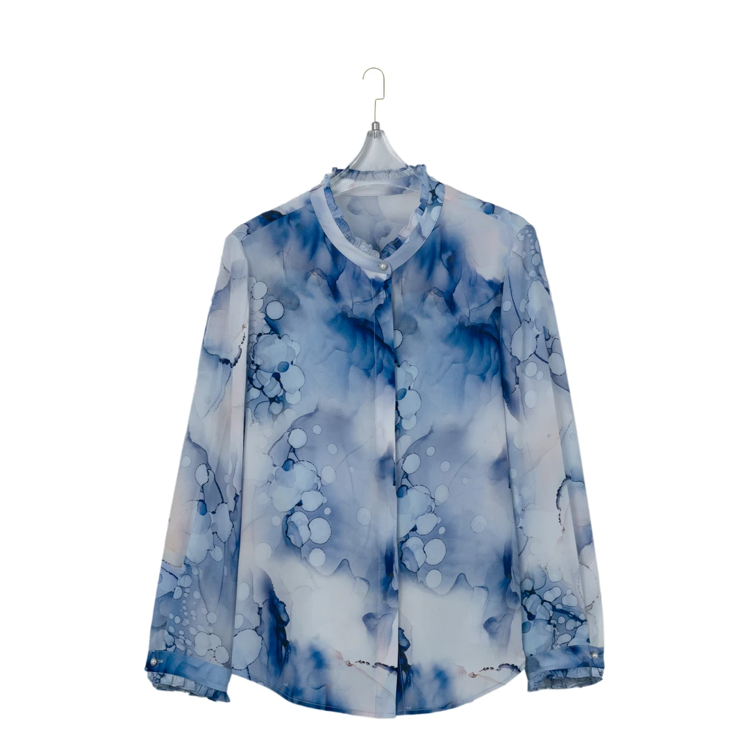 桑蚕丝优雅印花衬衫女春季气质衬衣洋气减龄上衣XKSY51015花色