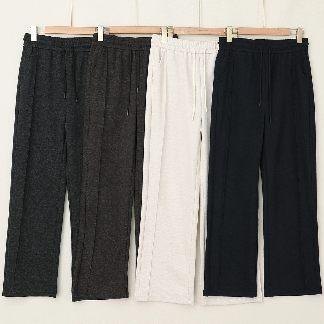 LANZIBES/蓝之蓓高腰直筒裤女休闲长裤时尚气质百搭裤子E10296