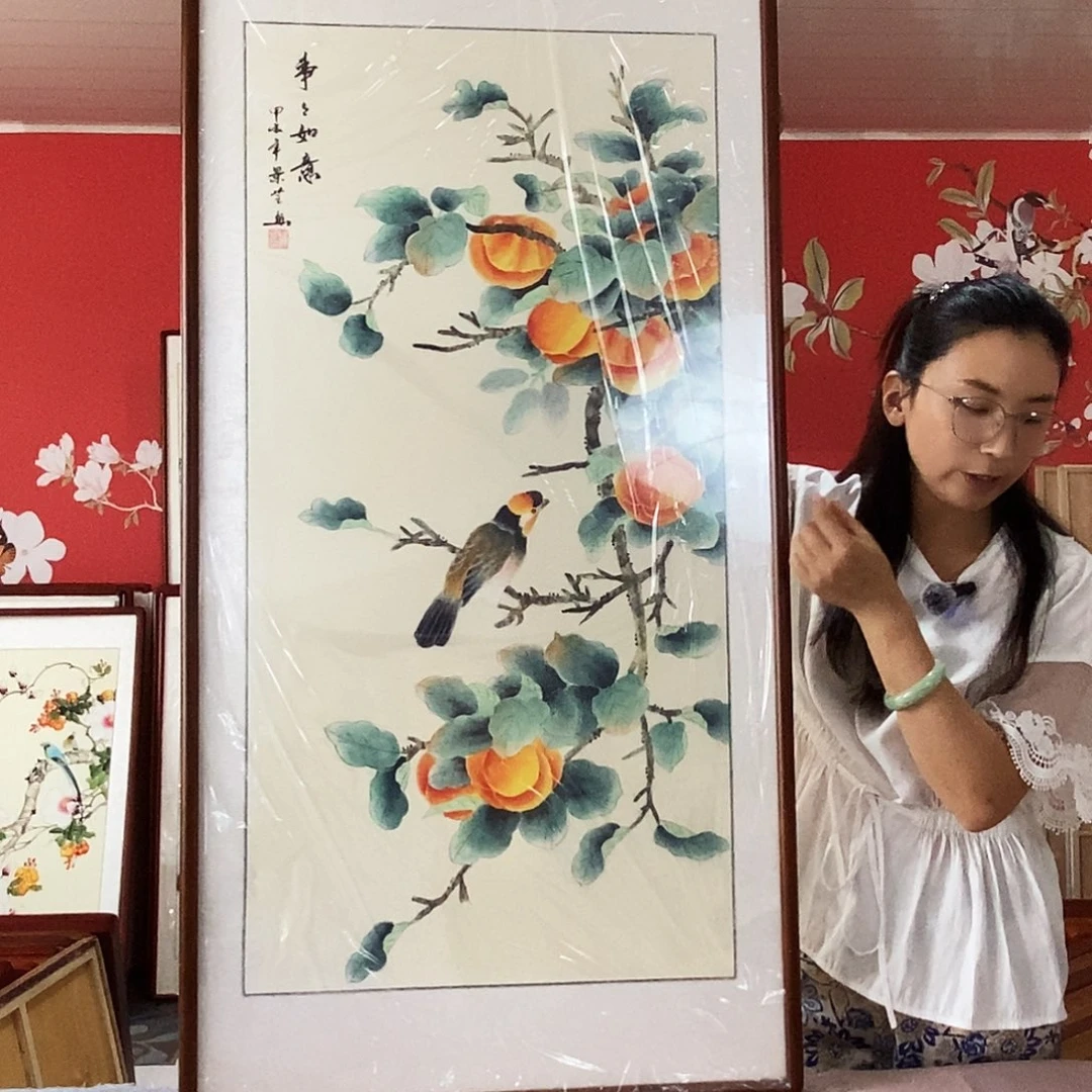 国画手写手绘带框包邮62✖️122国画作品