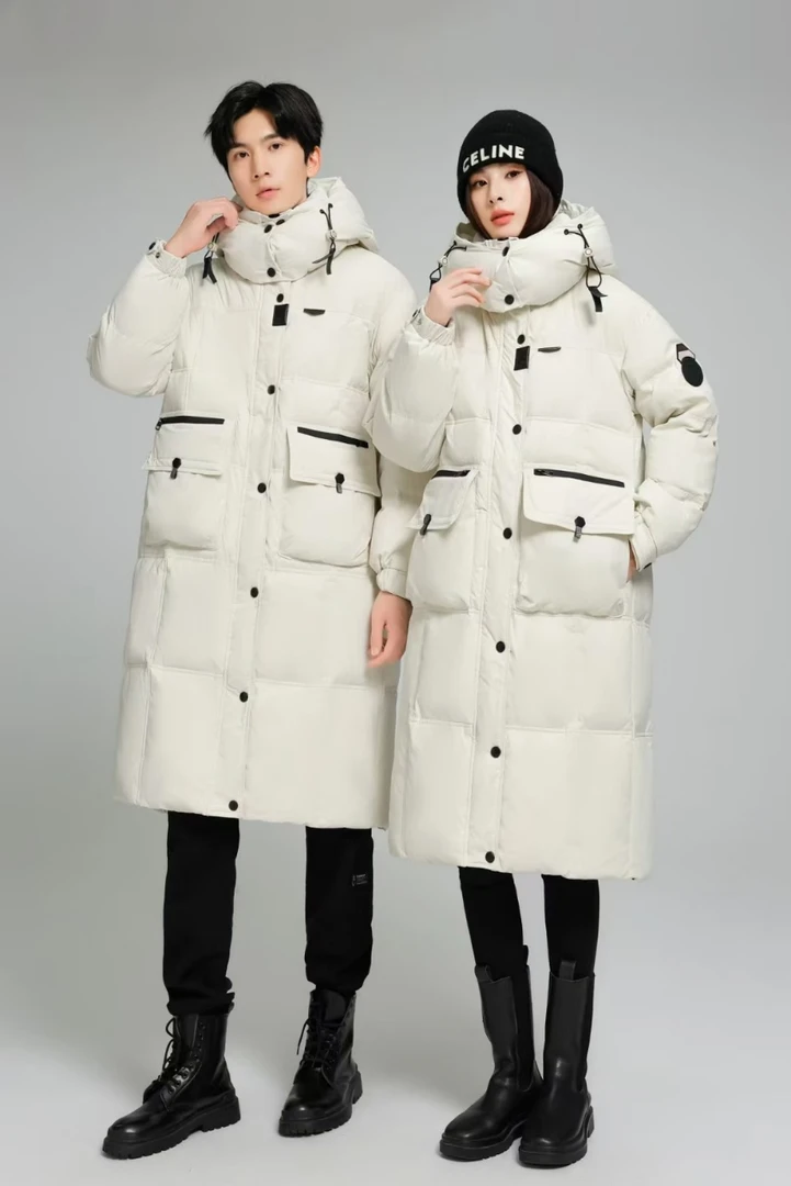 【薇哥内部自营】 2024韩系高级感过膝长款连帽羽绒服轻奢外套8611