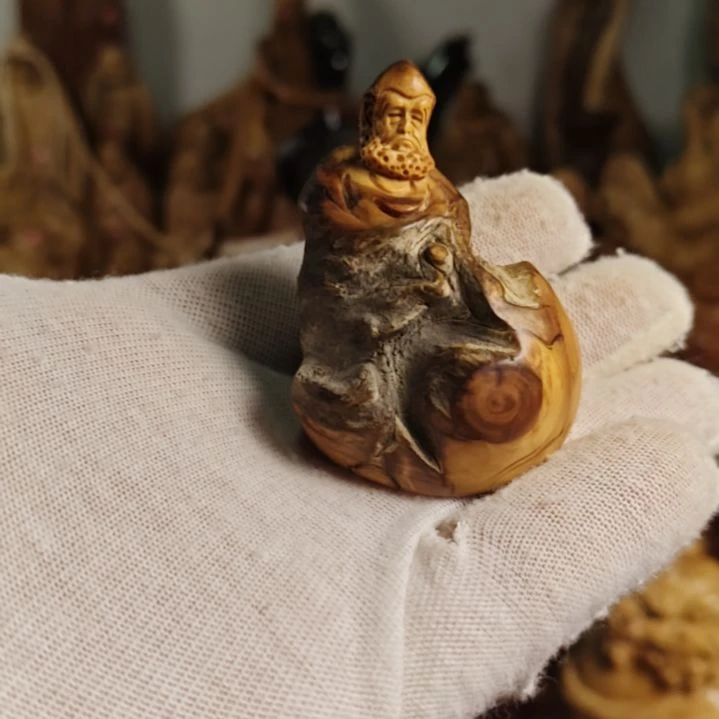 柏木坨坨骨料原皮达摩手把件