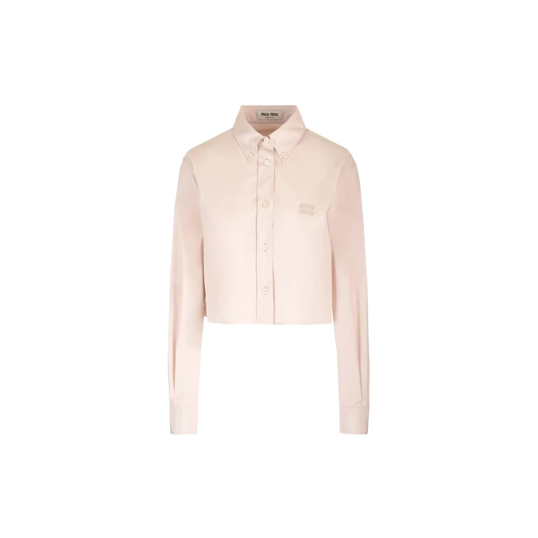 未使用 MIU MIU/缪缪 MIUMIU 刺绣logo短款衬衫