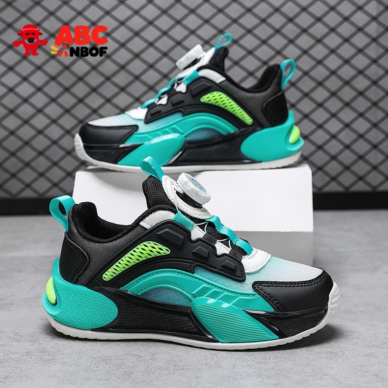 ABC NBOF男童运动鞋秋男中大童小男孩皮面防水软底防滑儿童跑步鞋