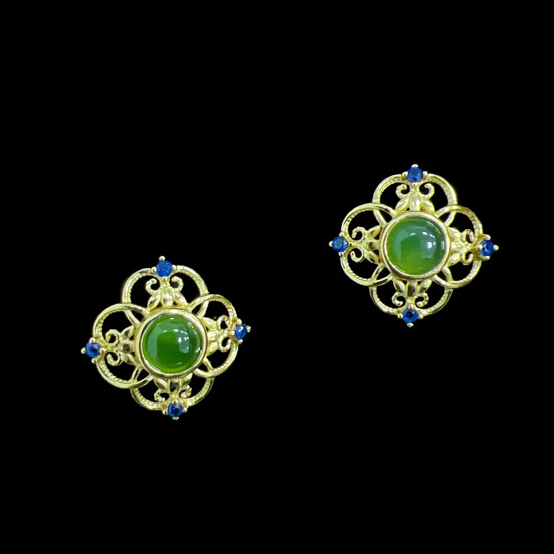 V3125和田玉耳钉孤品