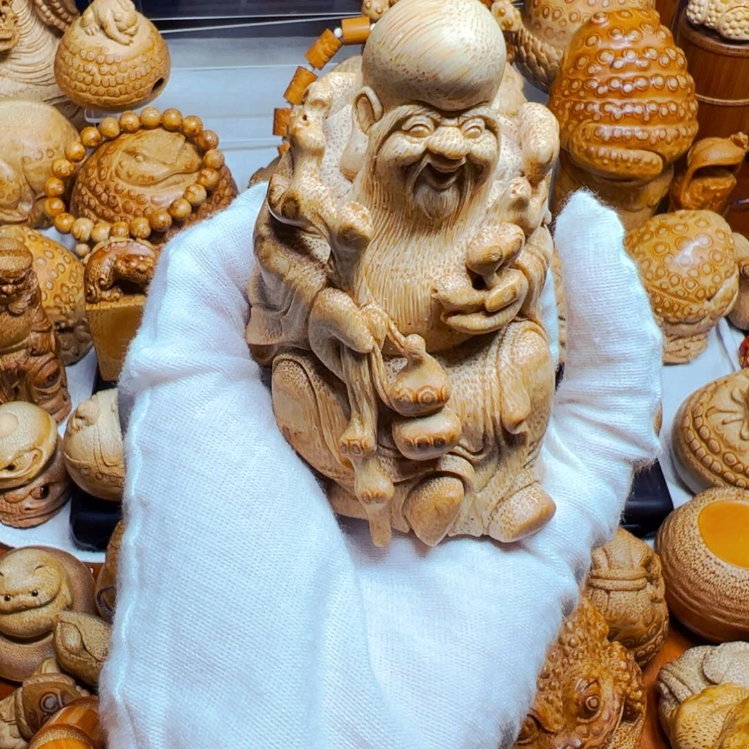 愉****竹根雕竹雕寿星。