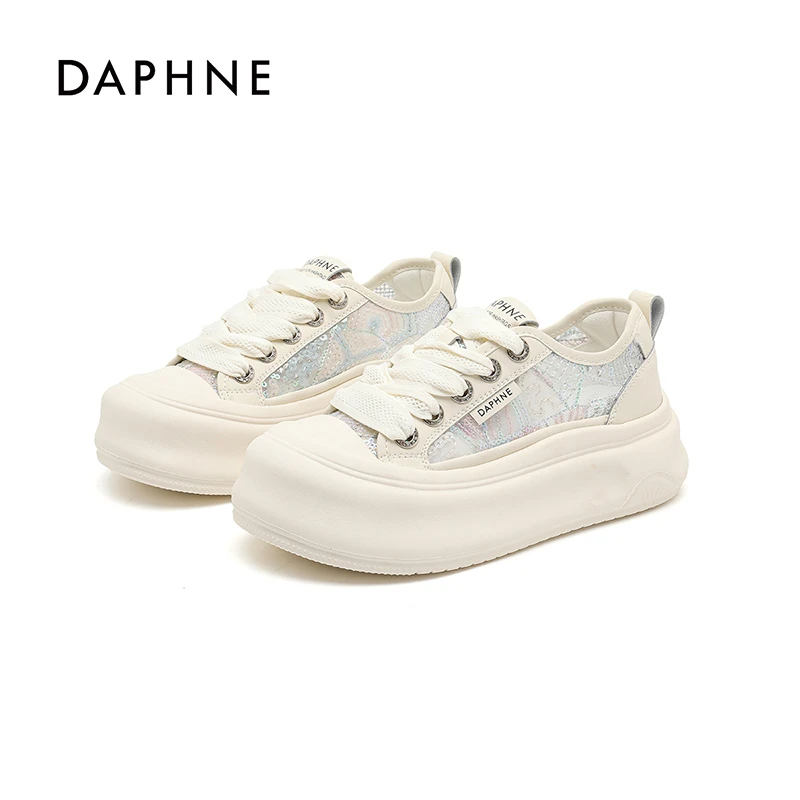 Daphne/达芙妮网面鞋2025夏爆款厚底增高板鞋时尚百搭防滑休闲鞋