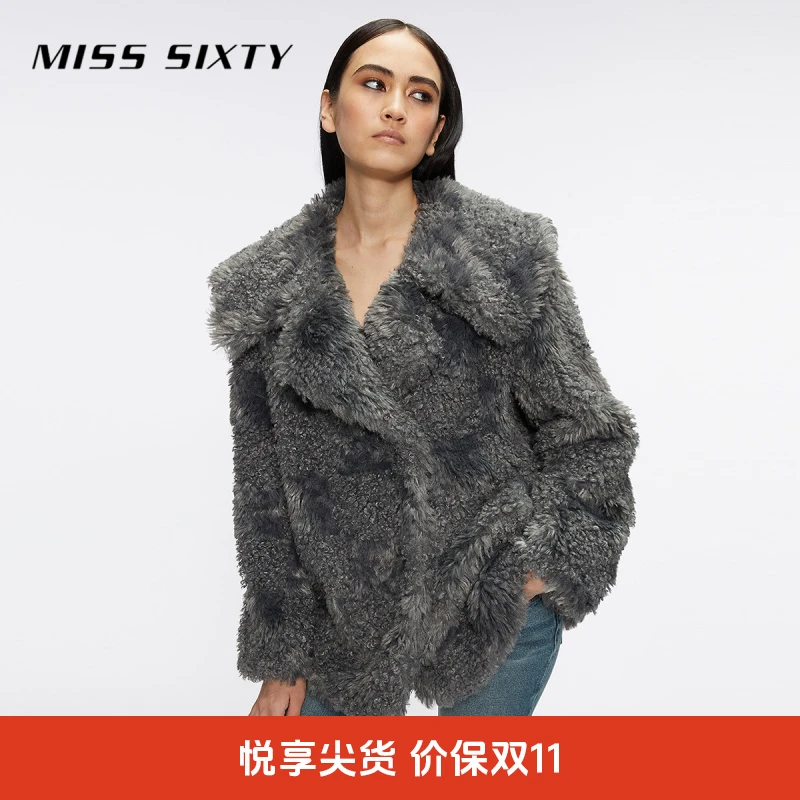 【陈大可专属】Miss Sixty2024冬季新款外套女仿皮草高级感翻领老钱