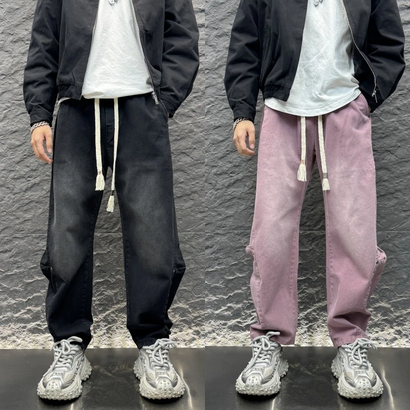 直筒潮流微喇2025秋冬美式复古水洗裤子牛仔裤痞帅新款男士小脚