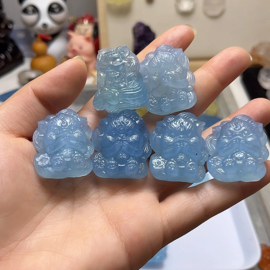 银S925镶嵌颈饰水晶钮****）六个海蓝宝