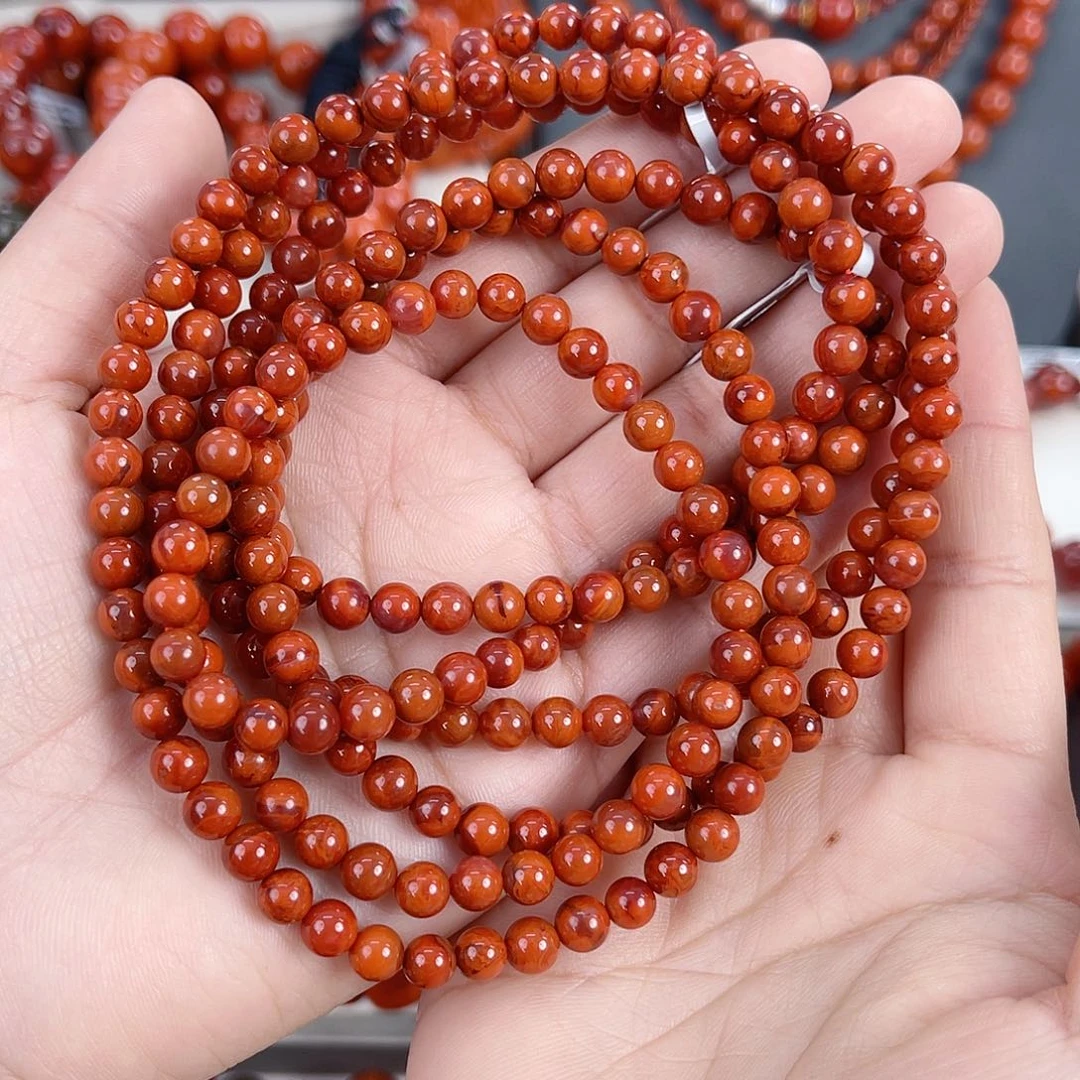 南红玛瑙未镶嵌瓦西牛血双色满肉多圈5（多样式发其一）