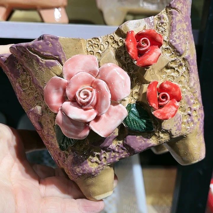 瓷片花盆多肉植物艺术品