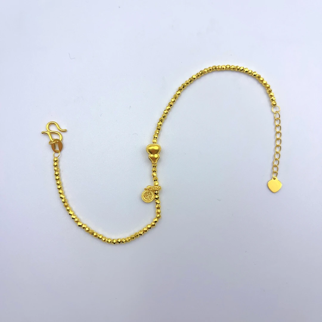 黄金足金999蹦迪葫芦黄金手链5G精工精致唯美流行福禄双收