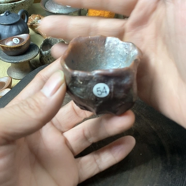 杯手工粗陶、柴烧茶器