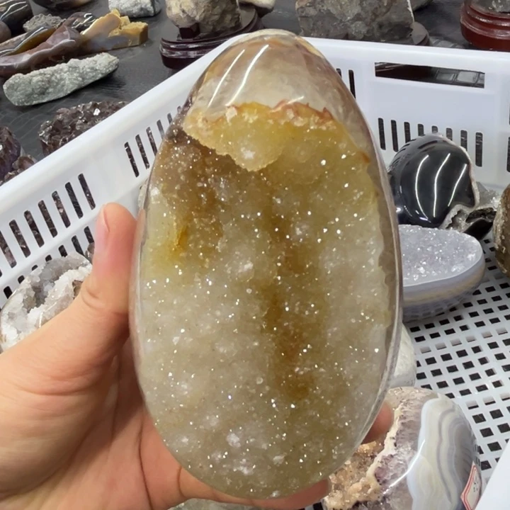 水晶未镶嵌珠宝半成品黄金蛋