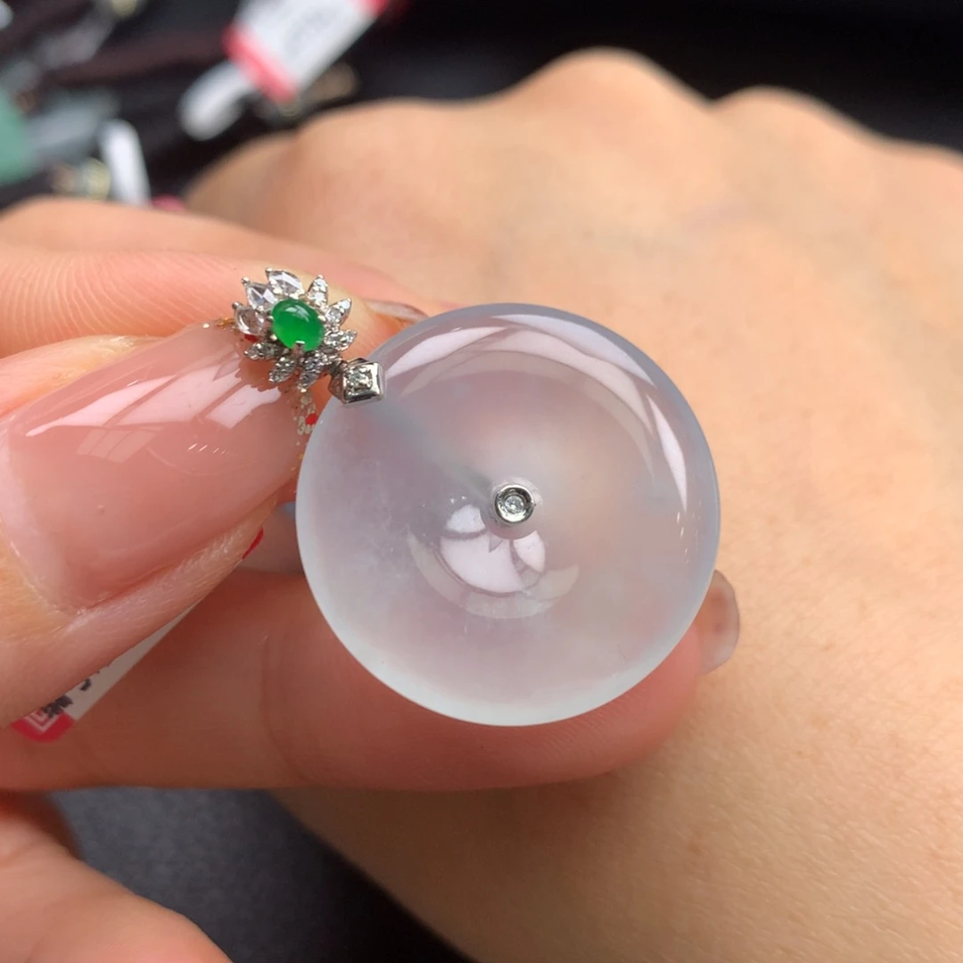 翡翠18K金镶嵌颈饰翡翠饰品24.3-5