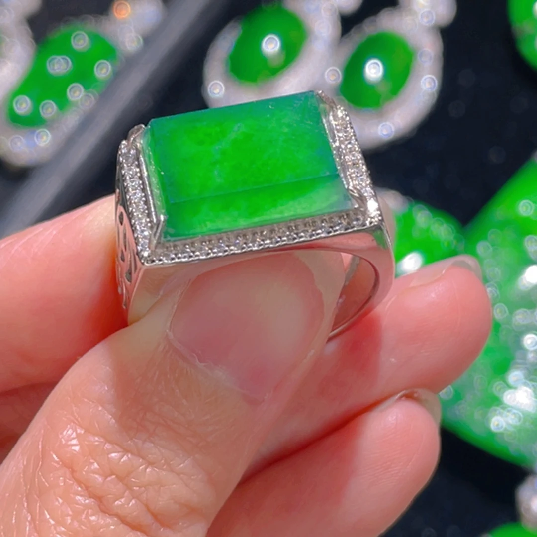 翡翠戒指银S925镶嵌1111111111111111