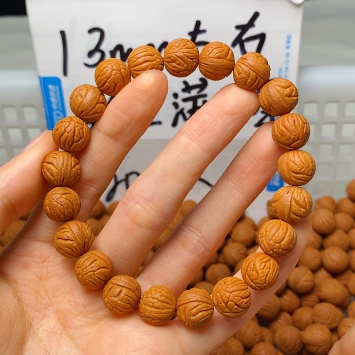 桃核手串11mm左右野生甲骨纹单圈