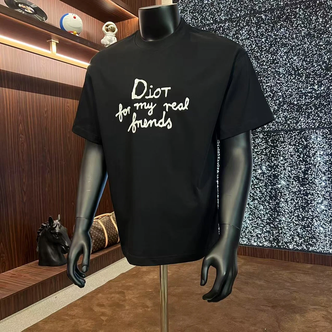 19号链接2025夏季新款字母印花情侣纯棉短袖男款百搭T8605