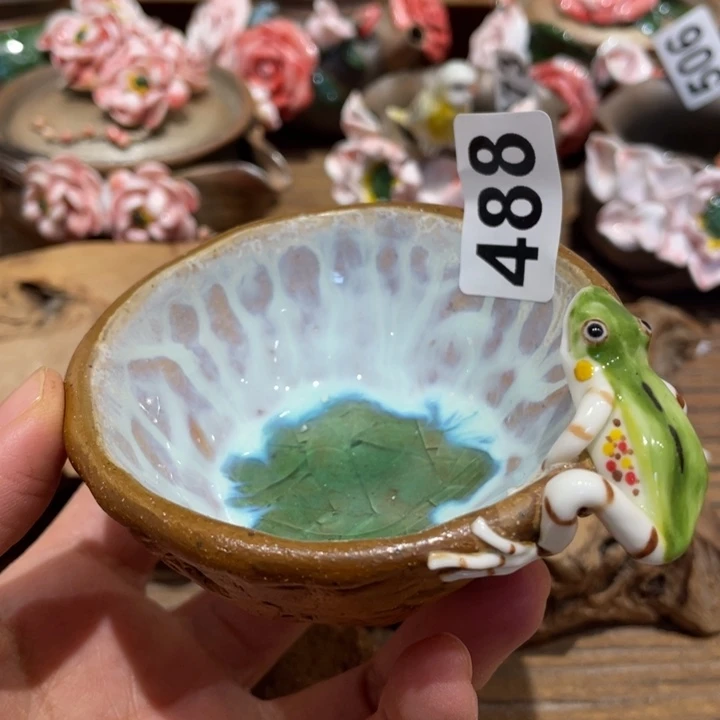 手工制作陶瓷茶具茶杯青蛙
