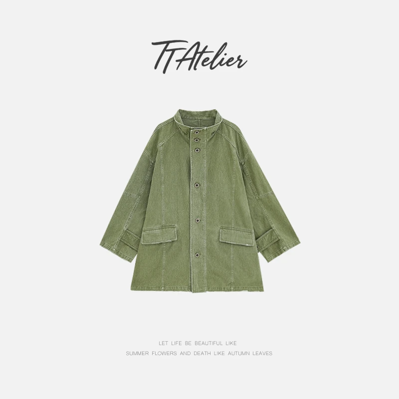 TT设计师【悦己时】日系高级感洗旧磨边纯棉牛仔外套女TT190723