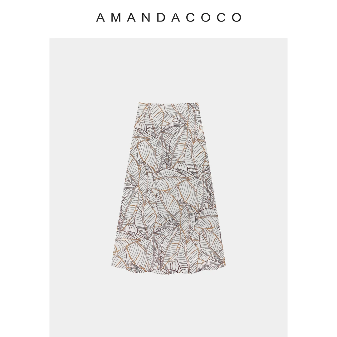 AMANDACOCO茜茜丨浪漫轻盈～法式复古撞色印花气质修身显瘦半身裙