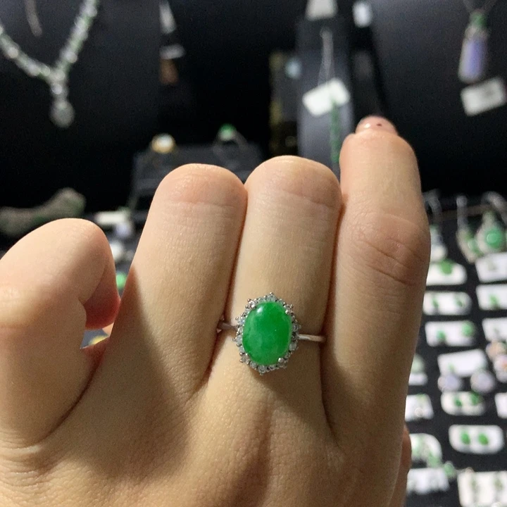 翡翠银S925镶嵌戒指