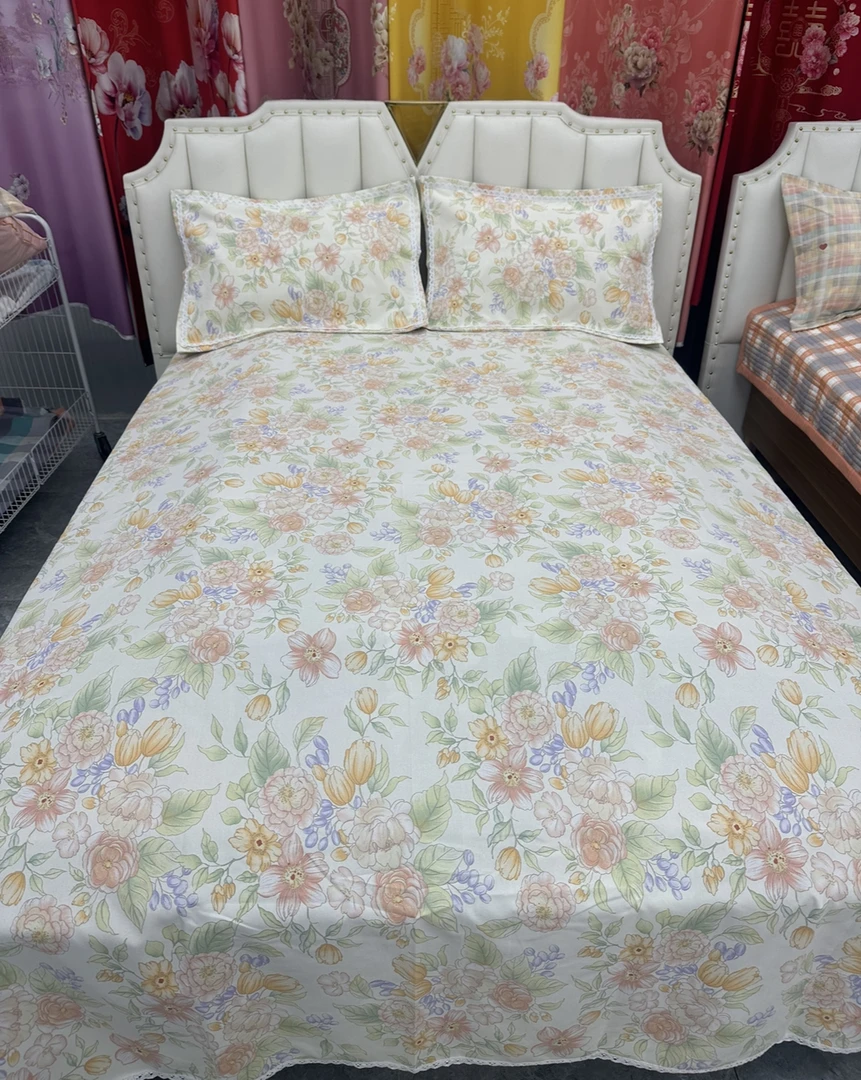 （旺斯花园）老粗布双人床单花边款尺寸2.45✖️2.35±5厘米送枕套一对