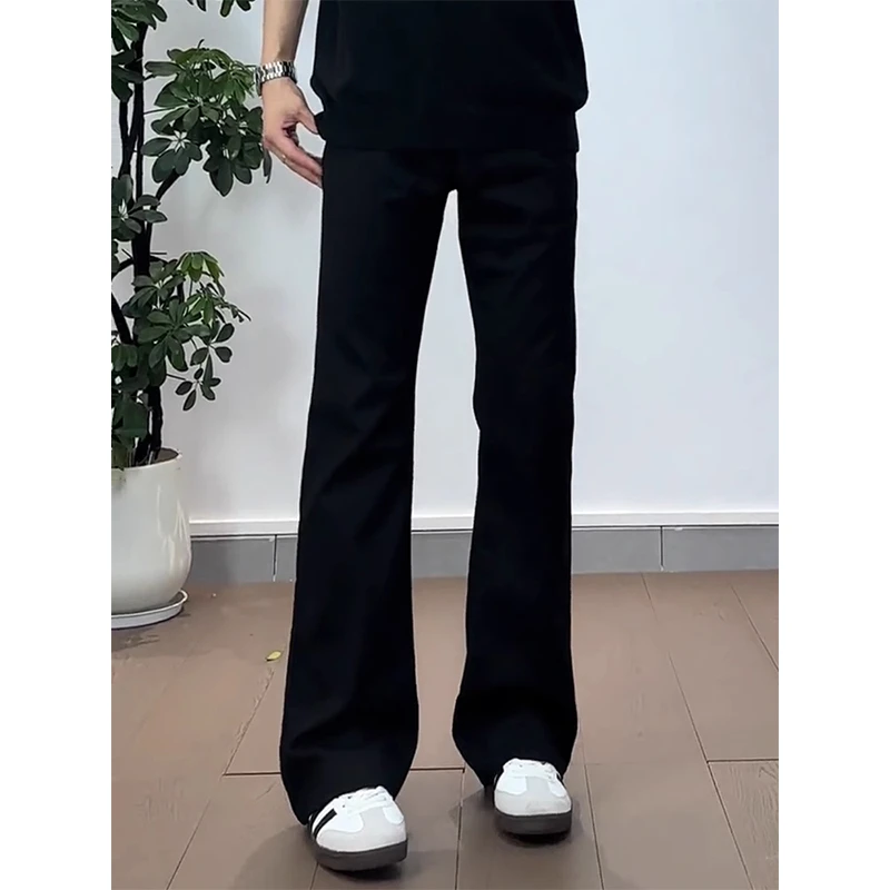 黑色柳叶弯刀牛仔裤男款夏季潮牌宽松休闲裤子美式高街直筒微喇裤