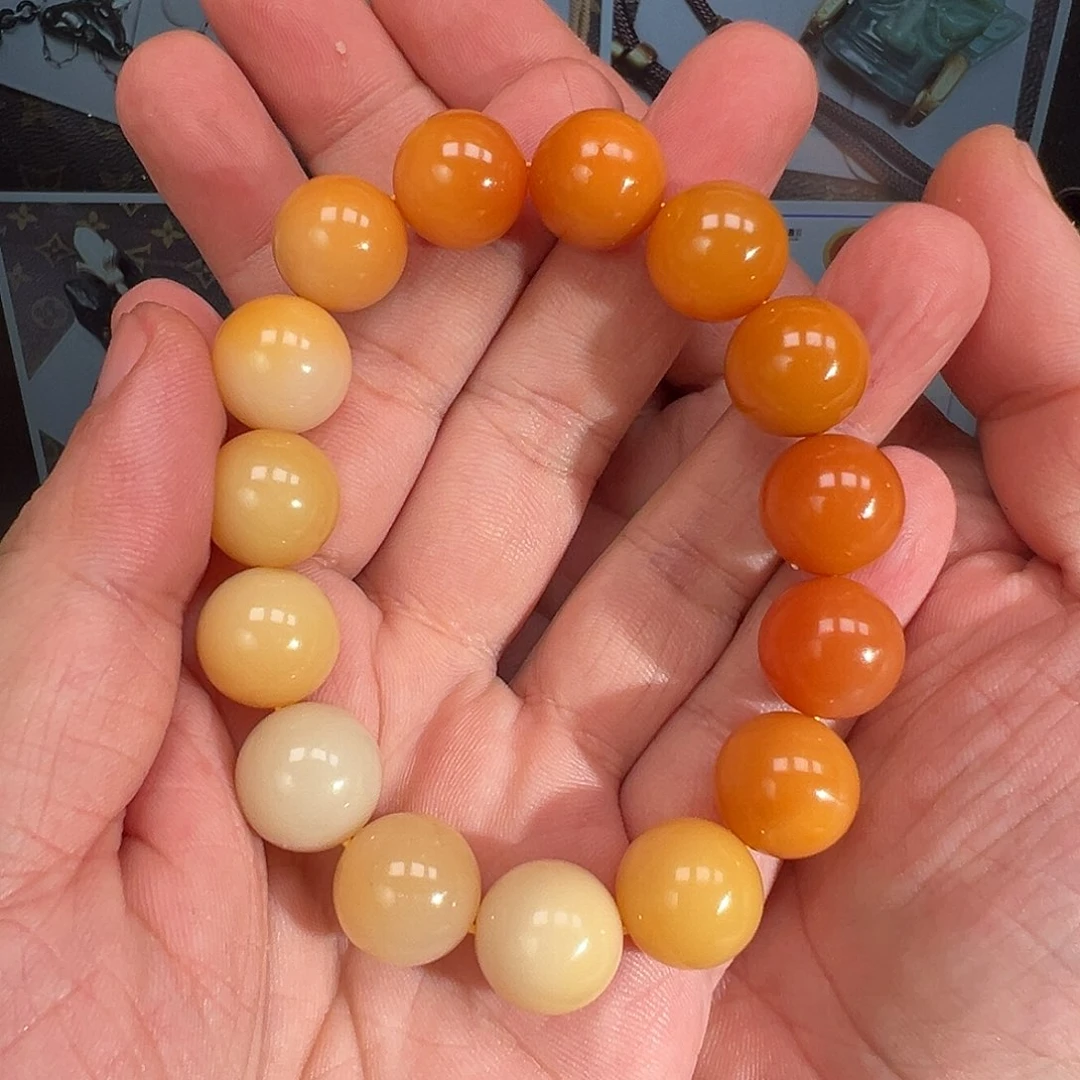 石英质玉（缅黄）手串未镶嵌5**哥