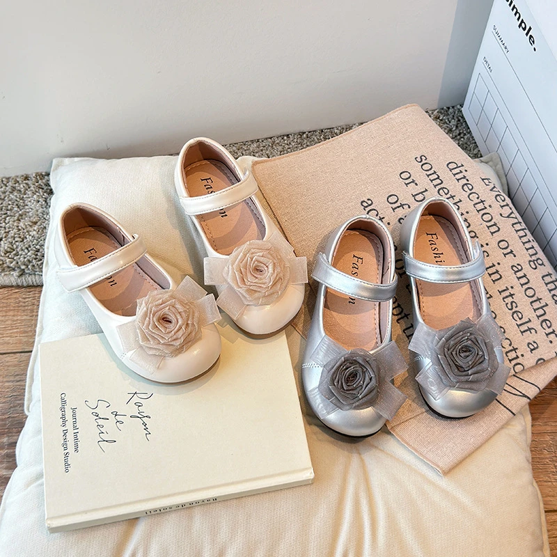韩版童鞋【春日来信】女童春秋单鞋小花浅口女孩公主鞋软底宝宝皮鞋