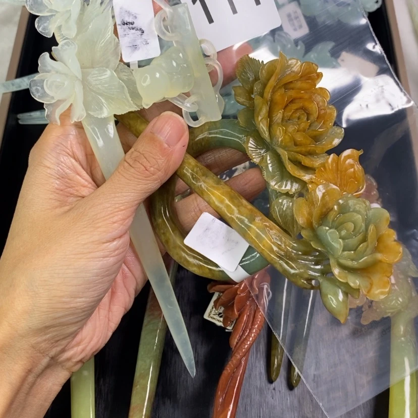 【闪购商品】岫玉发饰未镶嵌延