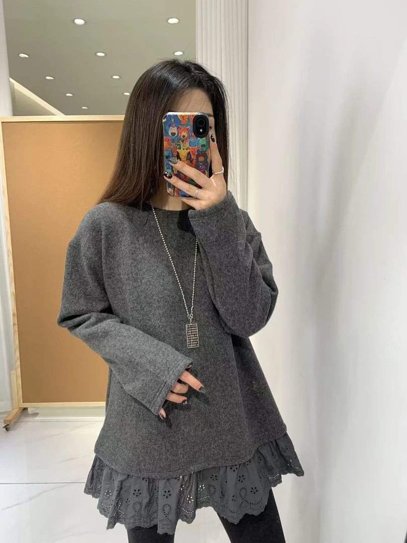 可米 新款 休闲百搭圆领卫衣打底外穿加厚加绒卫衣 9788