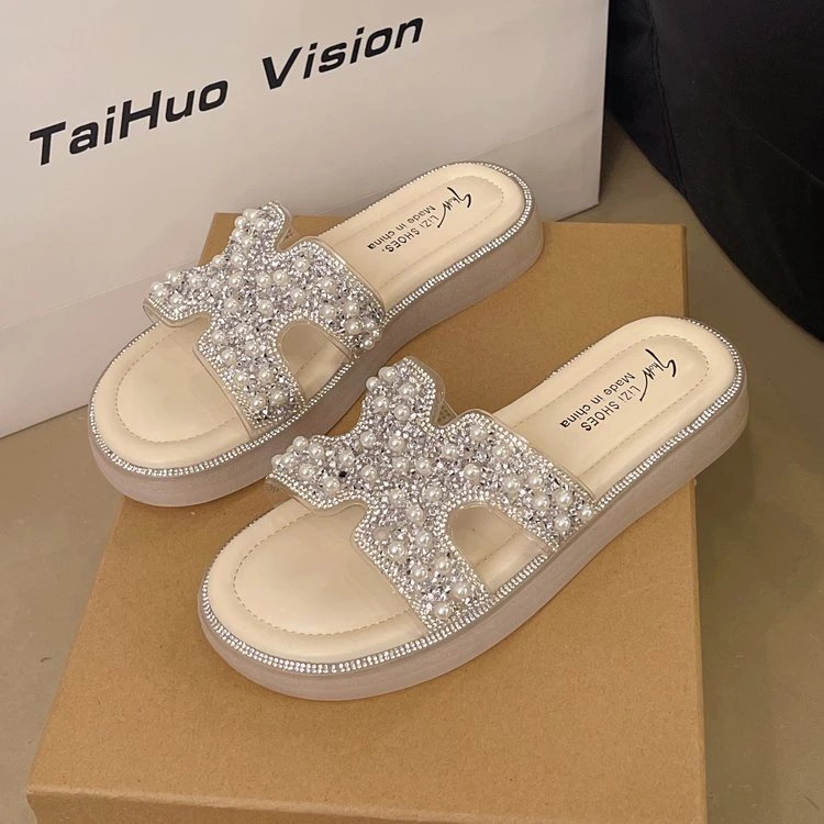 厚底绝美凉拖鞋女夏季外穿软底2025新款配裙子平底海边沙滩一字拖