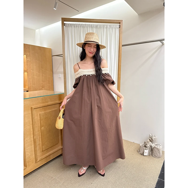 NEWOPEN夏季长裙多巴胺纯欲双根式宽松遮肉显瘦吊带连衣裙女S5501