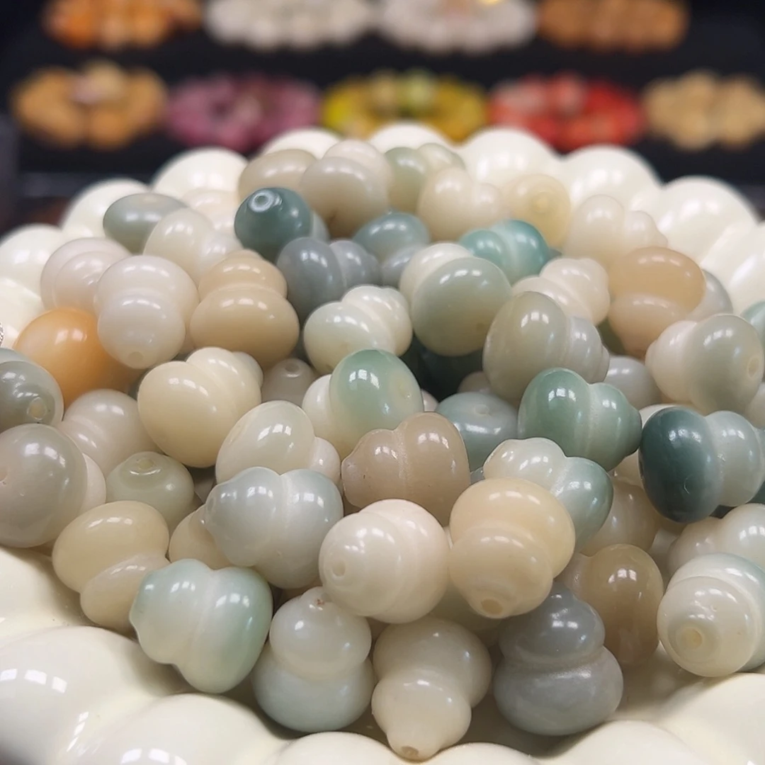 手串菩提根/象牙果瑕疵海盐蓝胖葫芦100颗