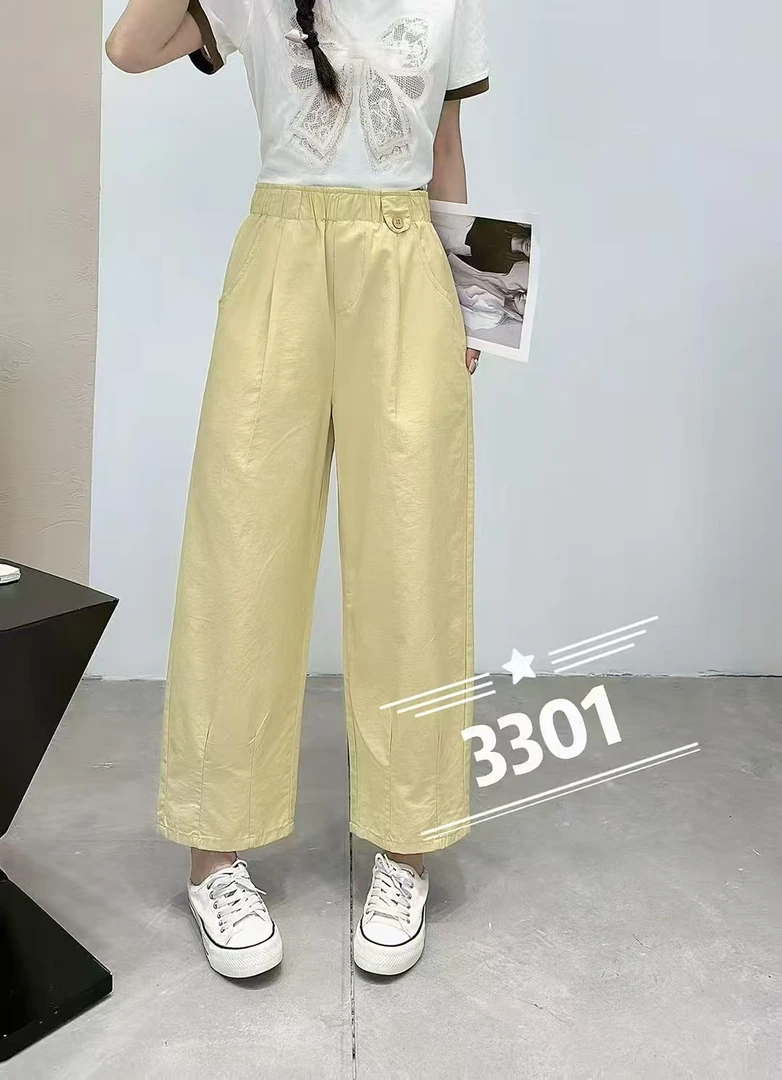 夏薄款阔腿裤，属于小个子高腰宽松休闲百搭显瘦九分萝卜裤款式