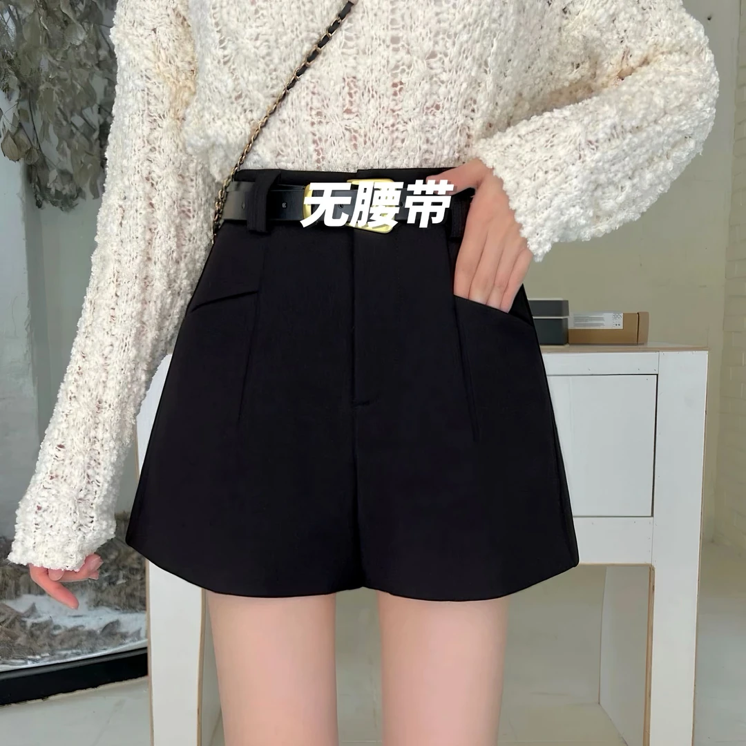 冯琬琬【竹竿腿bi备】高腰西装短裤显瘦气质高级感休闲a字阔腿热裤