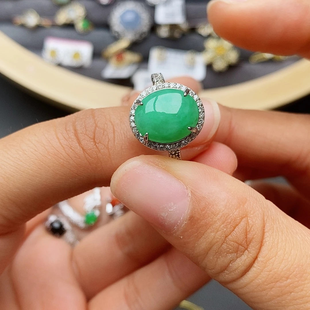 翡翠戒指银S925镶嵌莱****店111111