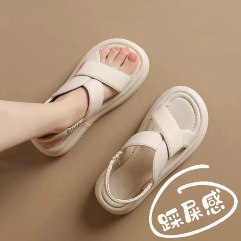 配裙子厚底罗马凉鞋女时尚2025新款夏外穿软底孕妇鞋运动沙滩拖鞋