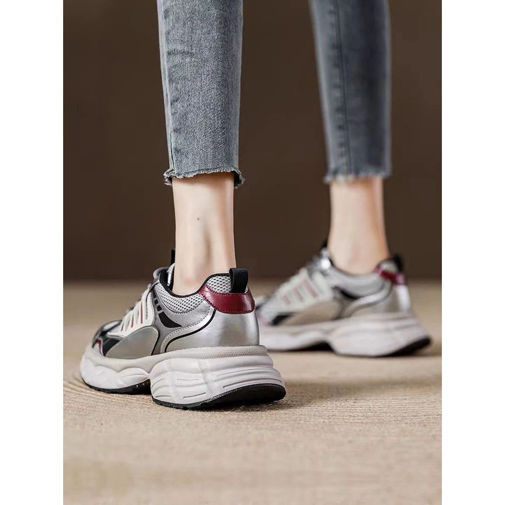 厚底增高老爹鞋女款网面透气显脚小运动鞋D4-2172