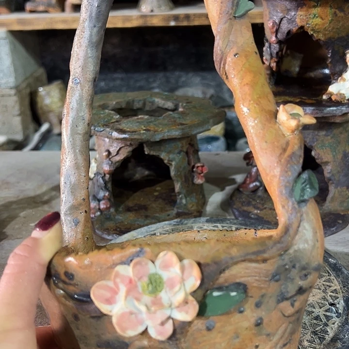 福利手工粗陶高温花器