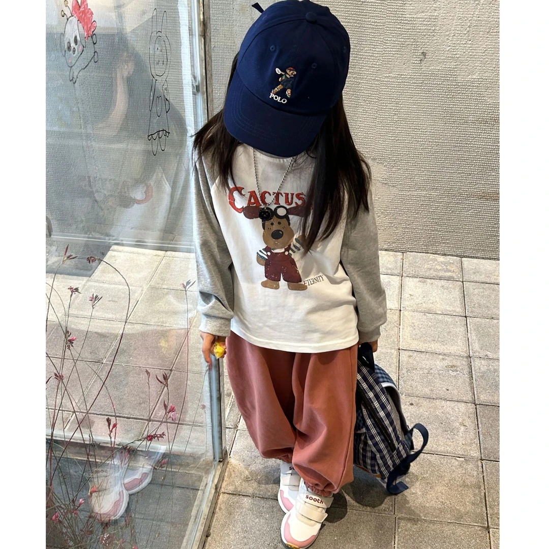 壹妈韩版童装女童秋季新款套装洋气儿童休闲卡通印花t恤百搭卫裤