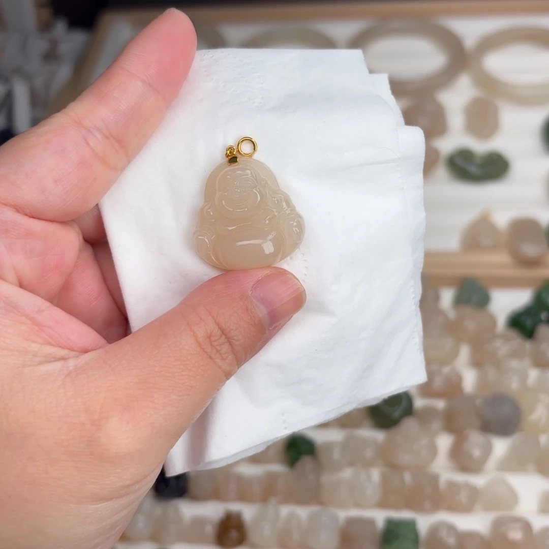 和田玉18K金镶嵌颈饰