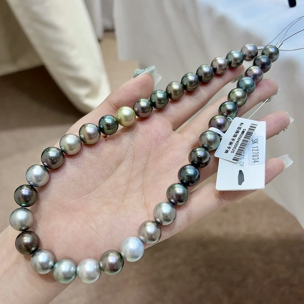 真科研SK南漂11-12.8mm混彩大溪地珍珠串珠大点位整点位