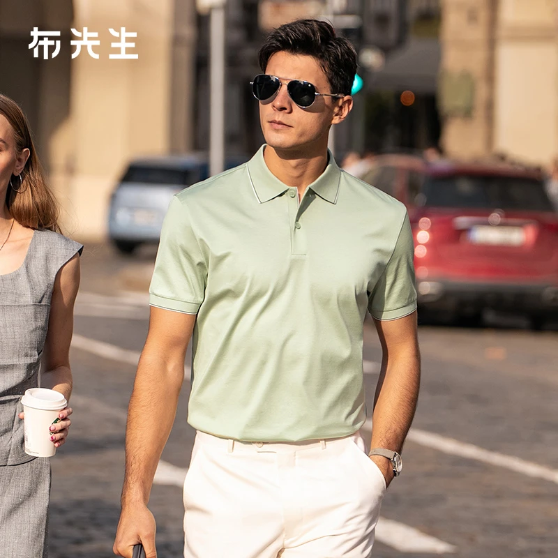 Mr.Bu布先生短袖T恤专利领设计初秋纯棉男士T恤衫AT16098断码清仓