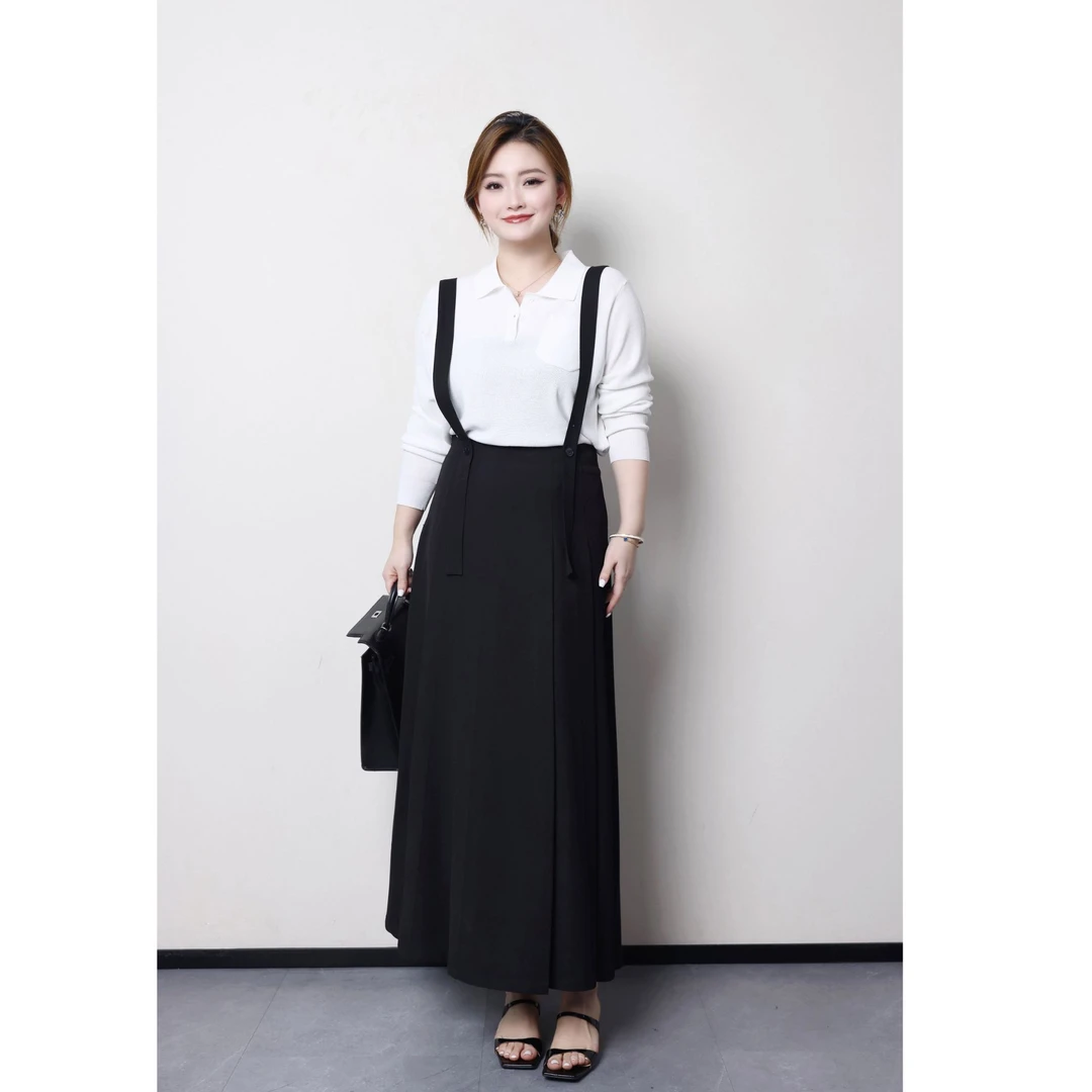 QC杨杨【自在探索】微胖大码女装春韩系简约百搭背带裙ZY502L19