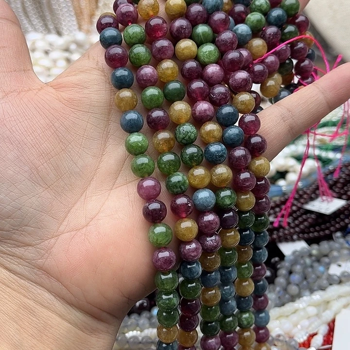 玛瑙/玉髓未镶嵌珠宝半成品一条8mm左右碧玺