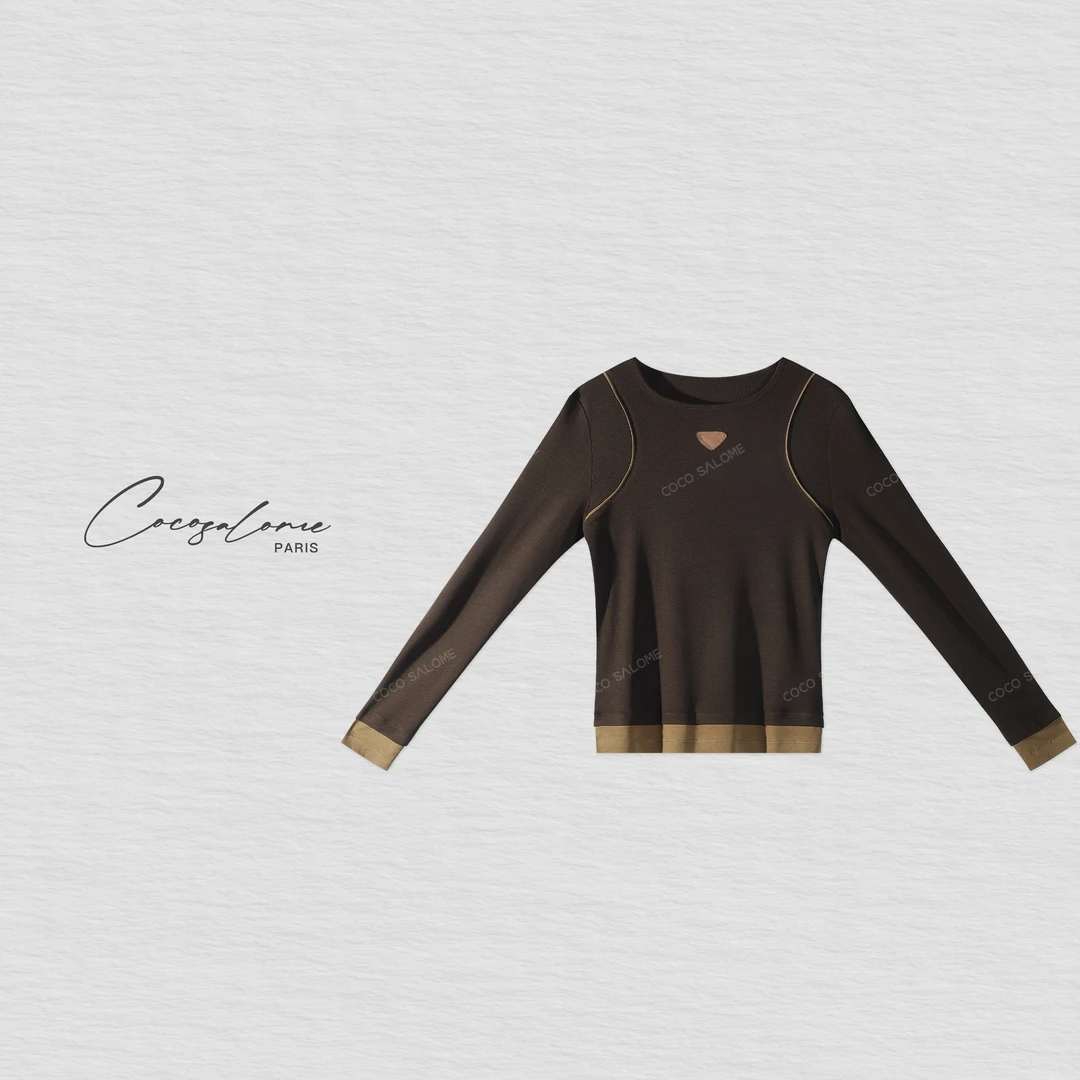 韩彬彬"巨百搭"秋季出游弧形设计缝线针织羊毛长袖打底衫331K-4