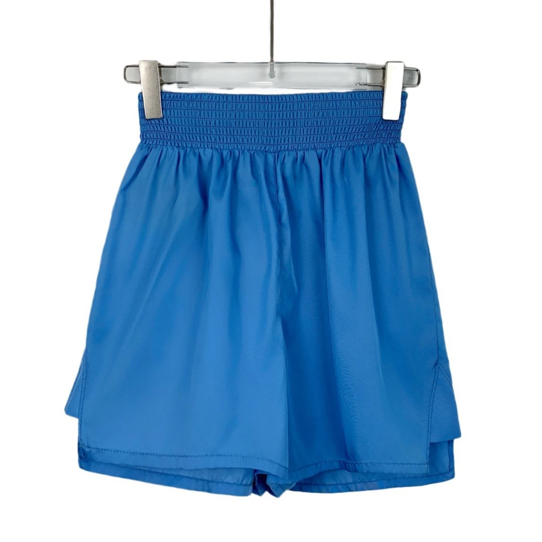 99新 Prada/普拉达 rd006 蓝色logo三角标松紧腰短裤 38码