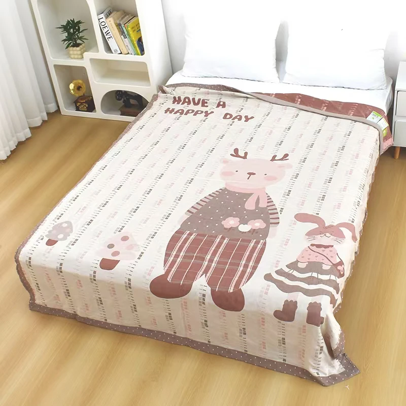 夏季竹纤维天丝冷感毯合格色织卡通风可爱卡通风合格品凉感盖毯